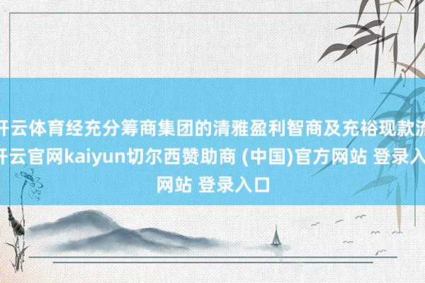 开云体育经充分筹商集团的清雅盈利智商及充裕现款流-开云官网kaiyun切尔西赞助商 (中国)官方网站 登录入口